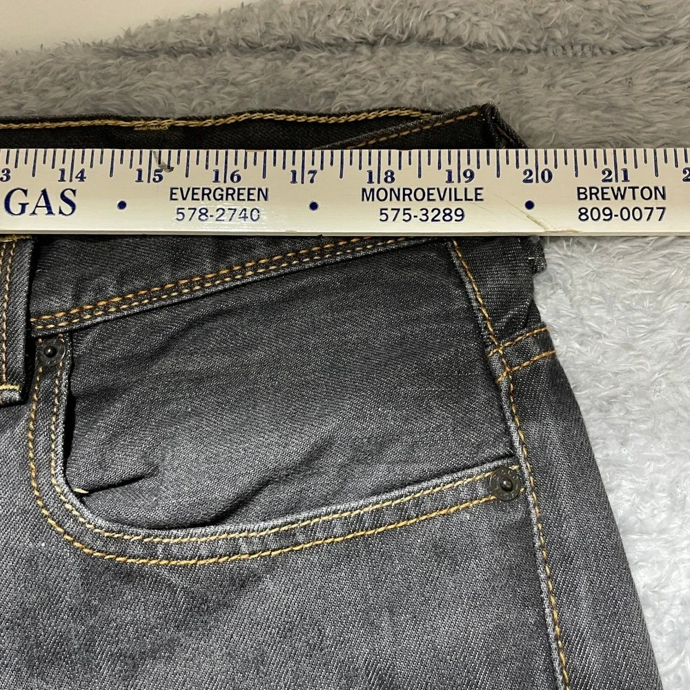 Levis 569 Loose Straight Jeans Mens 38x30 Dark Wash Gray Denim Flap Pocket